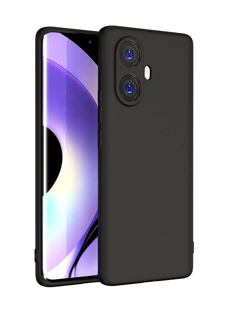 Silicone Case for Oppo Realme 10 Pro Plus 5G, Liquid Gel Rubber Bumper Case with Soft Microfiber Lining Cushion Slim Hard Shell Shockproof Protective Cover for Realme 10 Pro+ 5G (Black) - Image 1