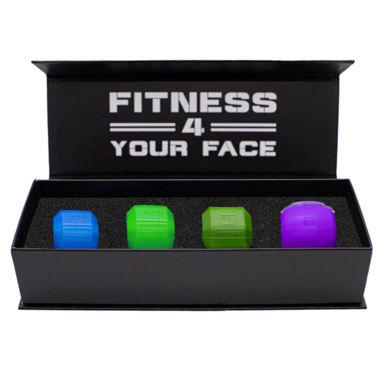 Jawzrsize Athletic Bundle Jaw Enhancer - Jaw, Face, and Neck Exerciser, Helps Reduce Stress and Cravings - Facial Exercise (Pop N Go & Custom Fit (Beg., Adv., & Elite), Green & Blue) - Image 1