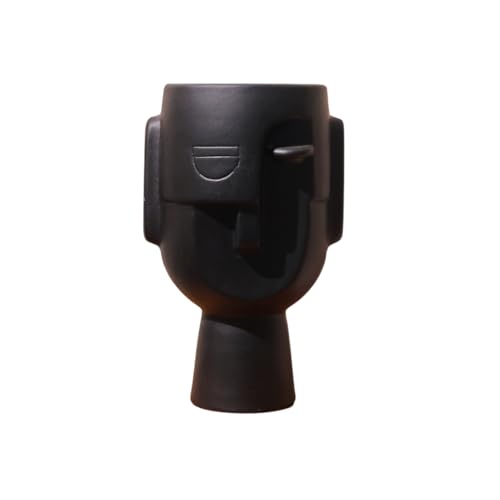CRAFTRIBAL Abstract Human Face Big Ceramic Vase Combo – Aesthetic Vase for Pampas Grass & Dried Flowers | Minimalist Home & Office Decor | Matte (Rough) Finish, 10 Inches (Black) - Image 3
