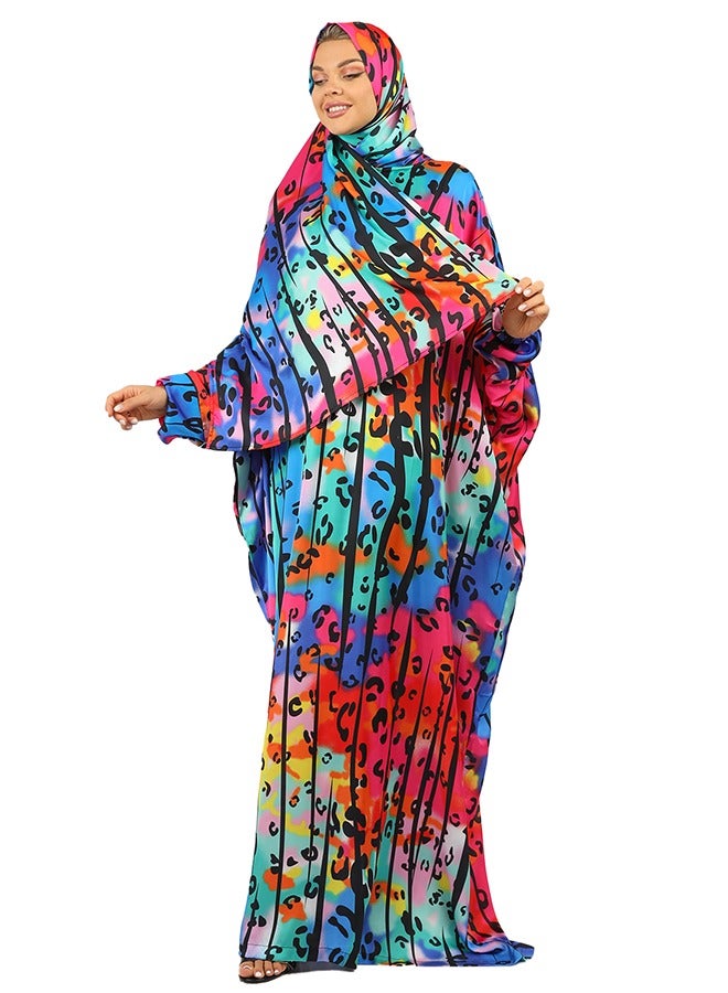 Zmurud Practical Printed silky satin prayer dress with headscarf from zmurud fashion  - Image 3