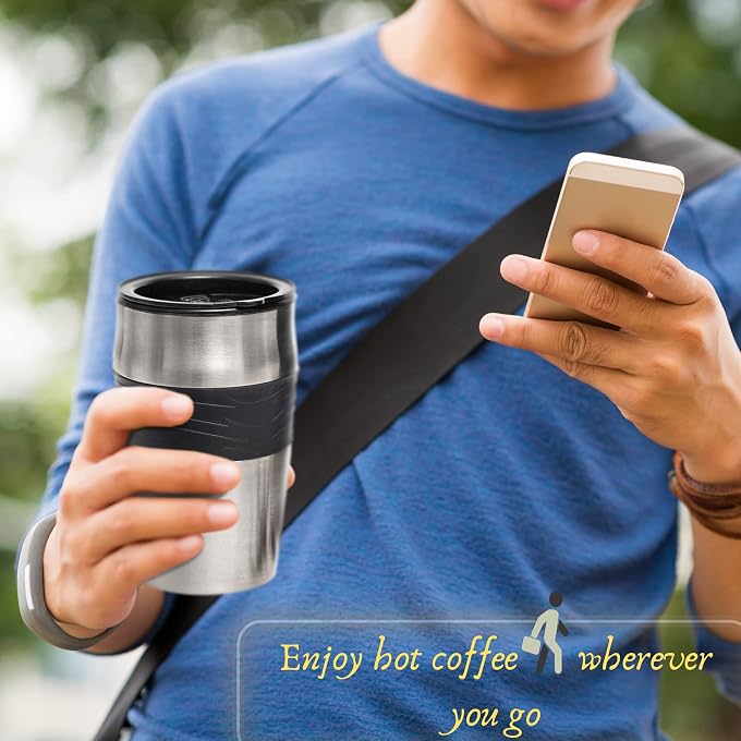 Mixpresso Single Serve & Single Cup Coffee Maker with 14oz Travel Mug Black | For ground coffee only, reusable filter, auto shut off. Compact personal drip coffee maker, not compatible with K-Cup pods. - Image 2