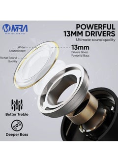 MRA Earbuds, Long Battery Life, Deep Bass with 13mm Drivers, Waterproof, 5.3 Bluetooth for Stable Connection, Noise-Cancelling, Easy Tap-to-Control, Battery Status Indicator on Case, Premium Earphones for Music/Calls  - Image 5