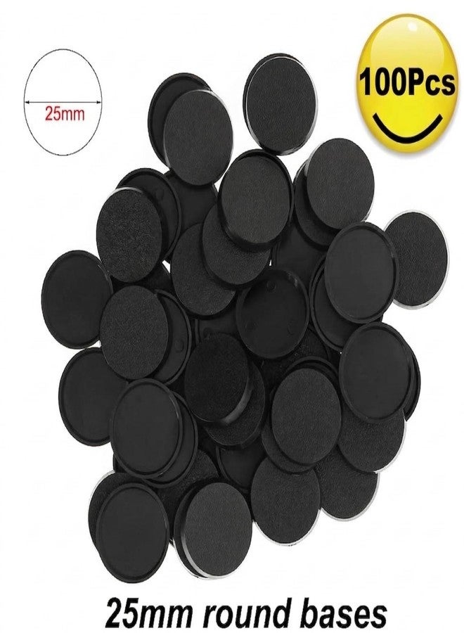 XJPONGC 100PCS Round Plastic Model Bases Gaming Miniatures or Wargames Table Games DND Bases Game(Black) (100PCS, 25mm) - Image 2