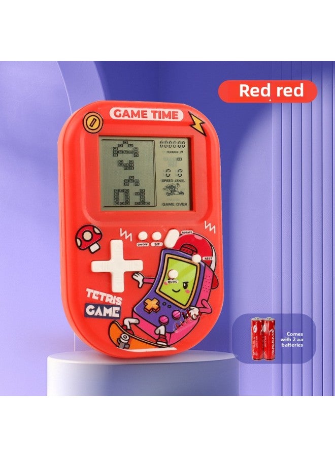 Tetris Game Machine Development Intelligence Puzzle Retro Nostalgic Toys Children Year Children's Palm Block Machine-Model:Large - Red Tetris Game Console - Not Charged - Image 1