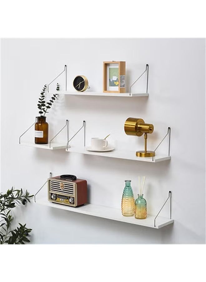 MIXDE 3-Piece Home Book Shelves Set Floating Shelves for Wall Hanging Wood Shelf Wooden Shelves with Metal Brackets Hanging Shelf Wall Organizers for Home White Color Free Installation Tool - Image 3