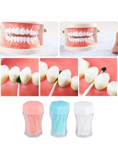 SYOSI 600pcs Double Head Dental Floss Interdental Toothpick Brush Interdental Brushes plastic dental toothpicks Cleaners with Boxes Teeth Stick Dental Oral Care Dental Picks Hygiene White Orange Green  - Image 1