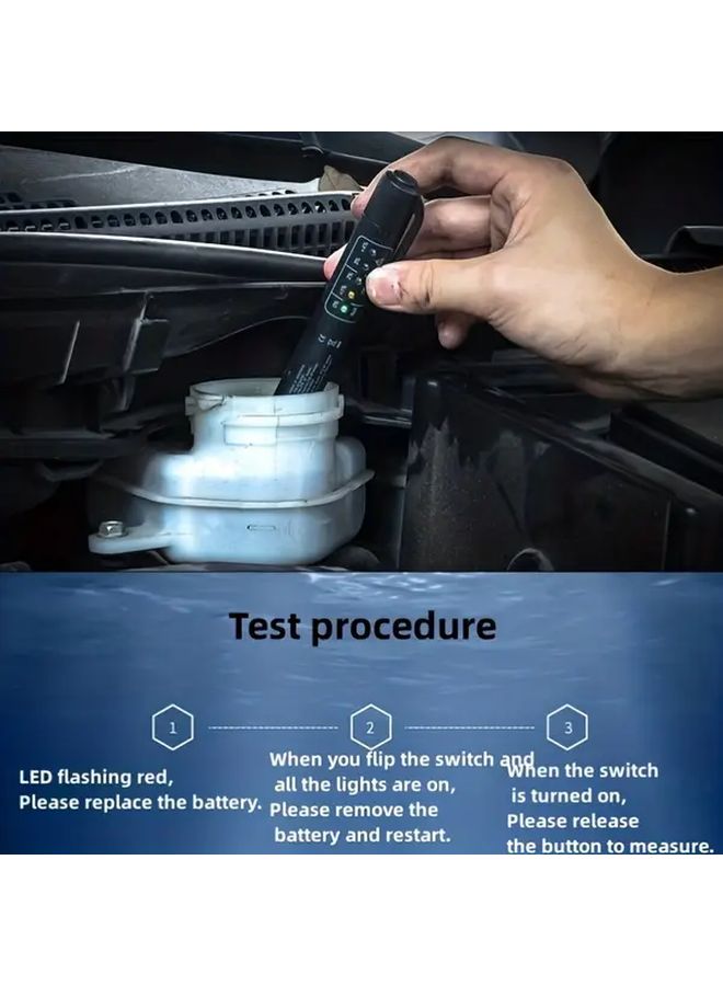 قلم اختبار سائل الفرامل الأسود، يعمل بالبطارية، عالي الدقة، سريع، محمول، مناسب للسيارات والشاحنات والدراجات النارية. - Image 5