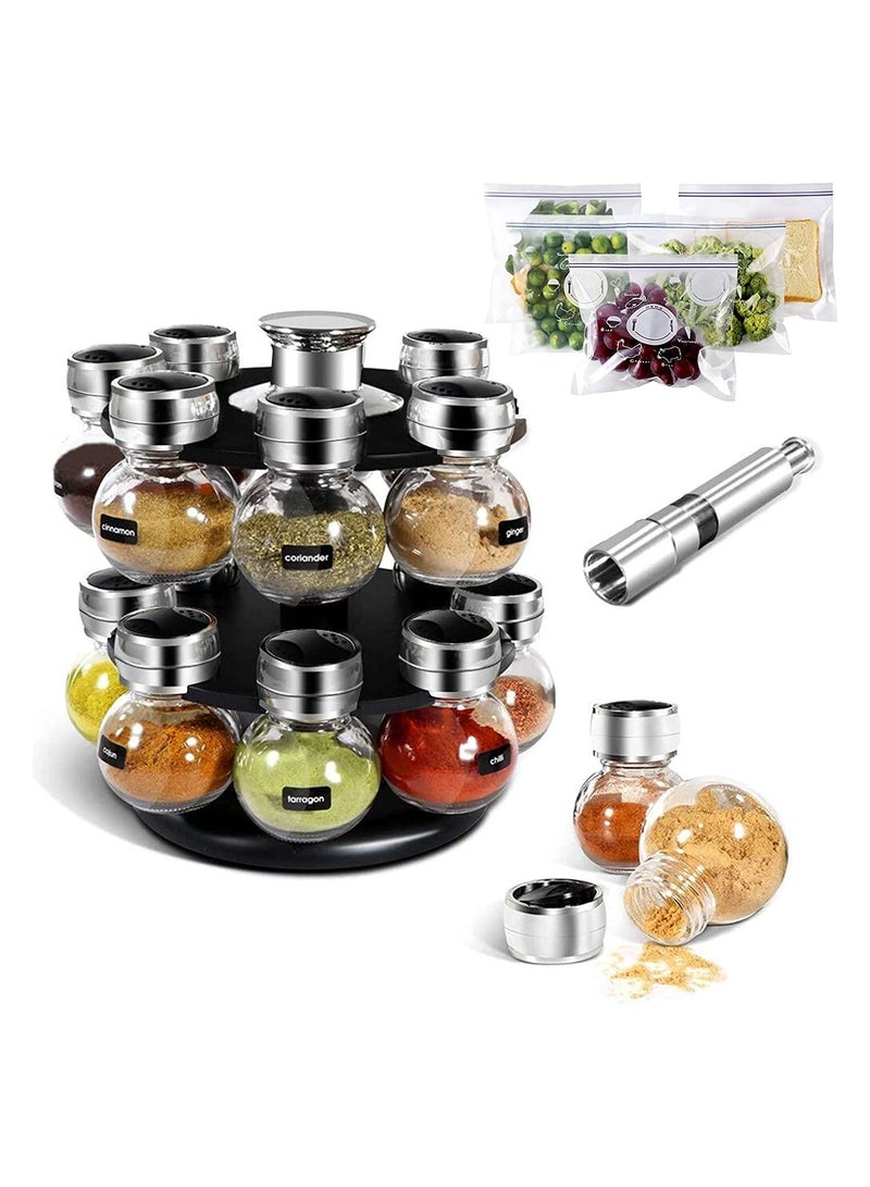 6-Piece Spice Jar Set Clear/Black/Silver - Image 1