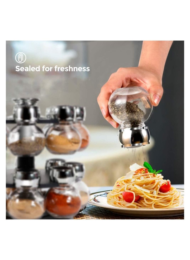 6-Piece Spice Jar Set Clear/Black/Silver - Image 5