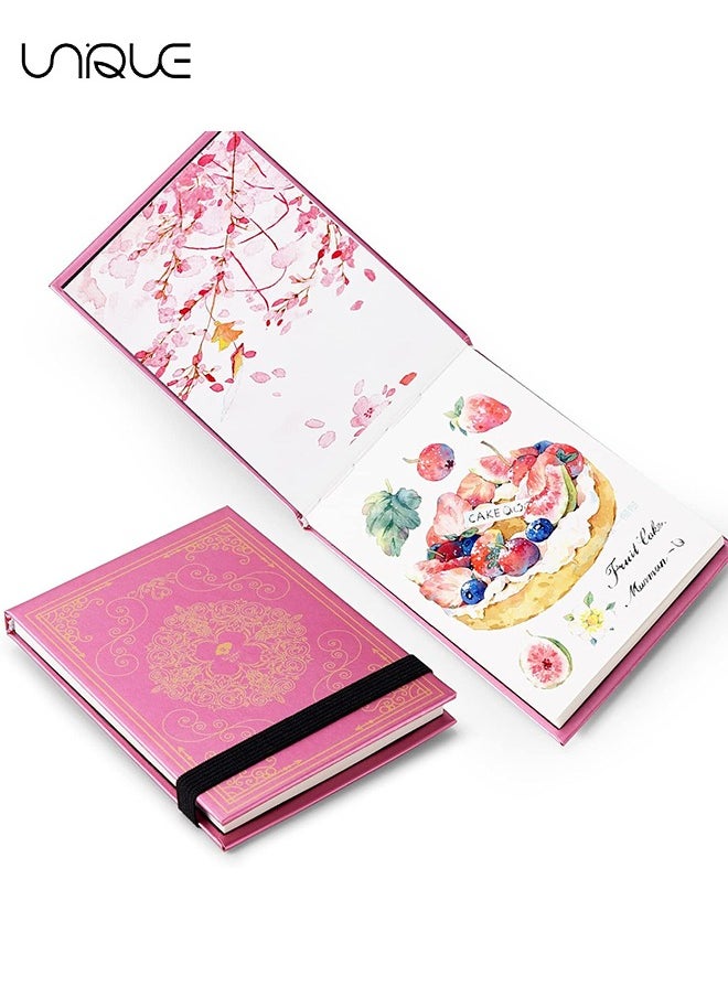 Unique Paul Rubens Watercolor Paper, Hot Press Watercolor Journal,50% Cotton 140 lb/300gsm 20 Sheets 5.2’’ x 3.8’’ Travel Art Journal for Beginners and Artists（Pink）  - Image 1