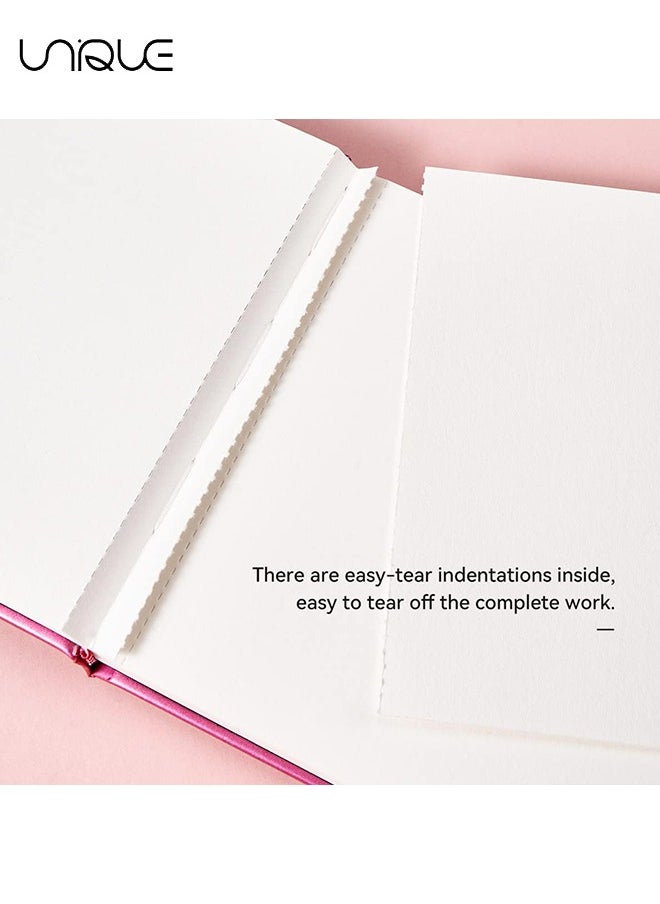 Unique Paul Rubens Watercolor Paper, Hot Press Watercolor Journal,50% Cotton 140 lb/300gsm 20 Sheets 5.2’’ x 3.8’’ Travel Art Journal for Beginners and Artists（Pink）  - Image 3