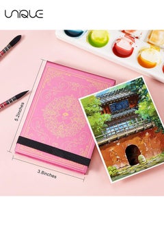Unique Paul Rubens Watercolor Paper, Hot Press Watercolor Journal,50% Cotton 140 lb/300gsm 20 Sheets 5.2’’ x 3.8’’ Travel Art Journal for Beginners and Artists（Pink）  - Image 2