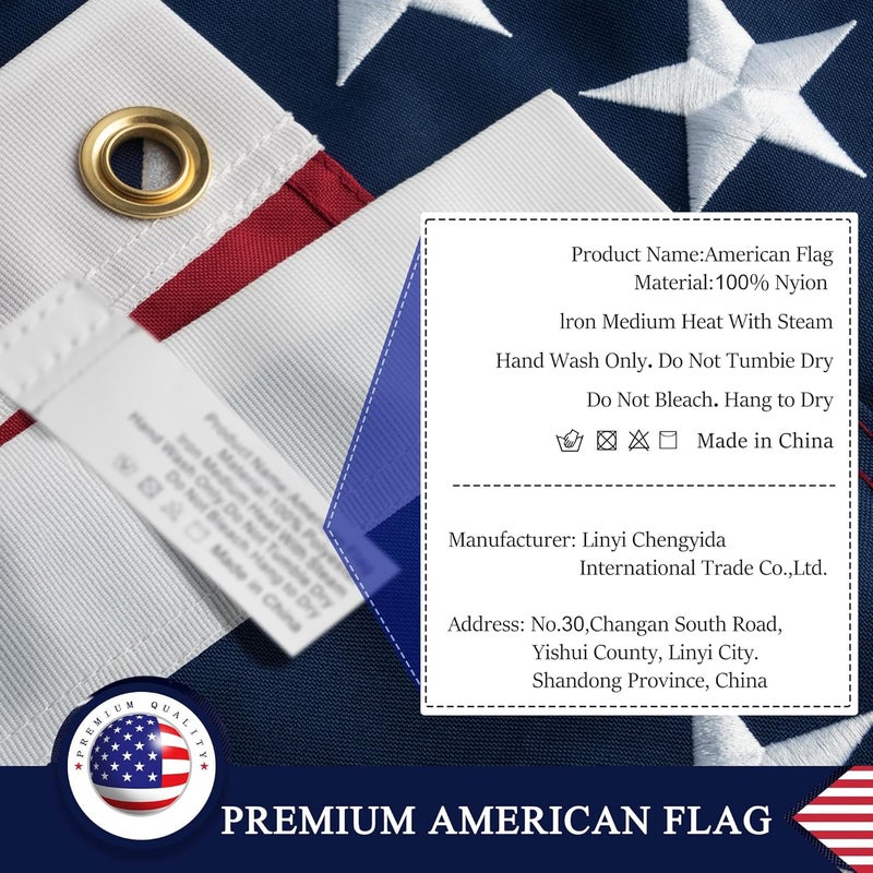 DANF FLAG American Flag 6x10 ft: Long Lasting US Flag, Heavy Duty Nylon, Embroidered Stars, Sewn Stripes, Brass Grommets, UV Protection Perfect for Outdoors! USA Flag - Image 5