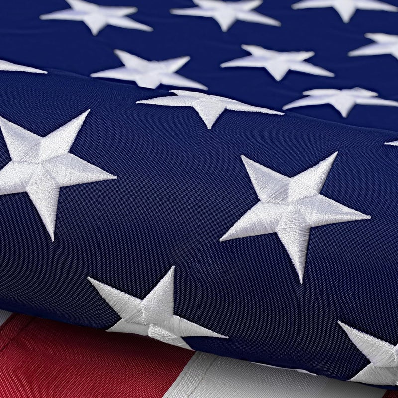 DANF FLAG American Flag 6x10 ft: Long Lasting US Flag, Heavy Duty Nylon, Embroidered Stars, Sewn Stripes, Brass Grommets, UV Protection Perfect for Outdoors! USA Flag - Image 1