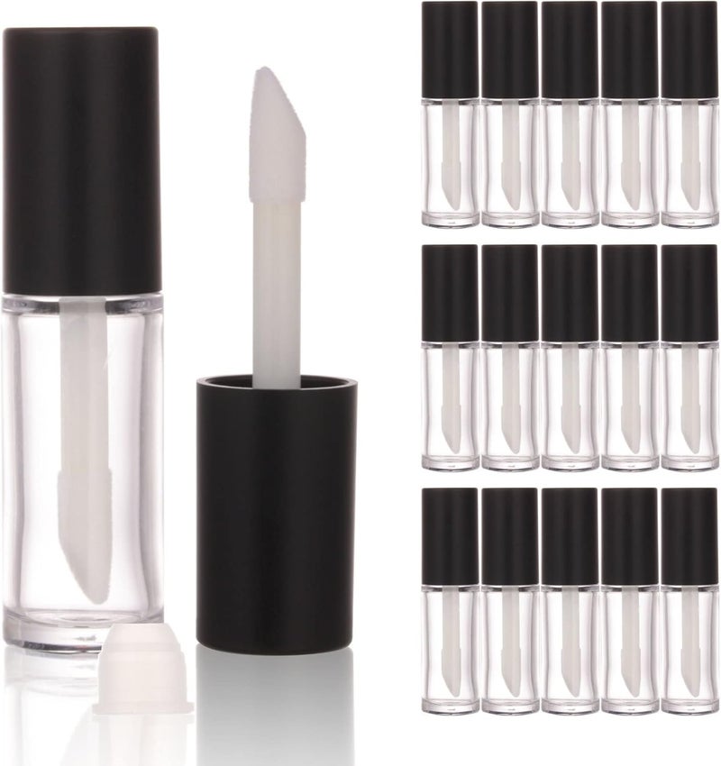 COSIDEA 15PCS Empty PETG 10ml big doe foot Wand Lip Gloss Tubes 033 OZ Black lipgloss Tube with Thick brush Applicator for Castor oil DIY concealer tube packing