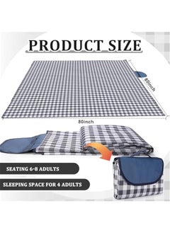 MIXDE 2 PACK 80”x 80” Picnic Blanket Extra Large, Waterproof and Foldable Beach Blanket, 3-Layer Outdoor Blanket for 6 to 8 Adults, for Camping, Park, Beach, Grass, Indoors (Blue&White)  - Image 2