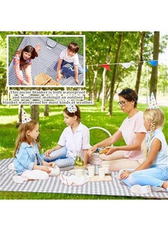 MIXDE 2 PACK 80”x 80” Picnic Blanket Extra Large, Waterproof and Foldable Beach Blanket, 3-Layer Outdoor Blanket for 6 to 8 Adults, for Camping, Park, Beach, Grass, Indoors (Blue&White)  - Image 3