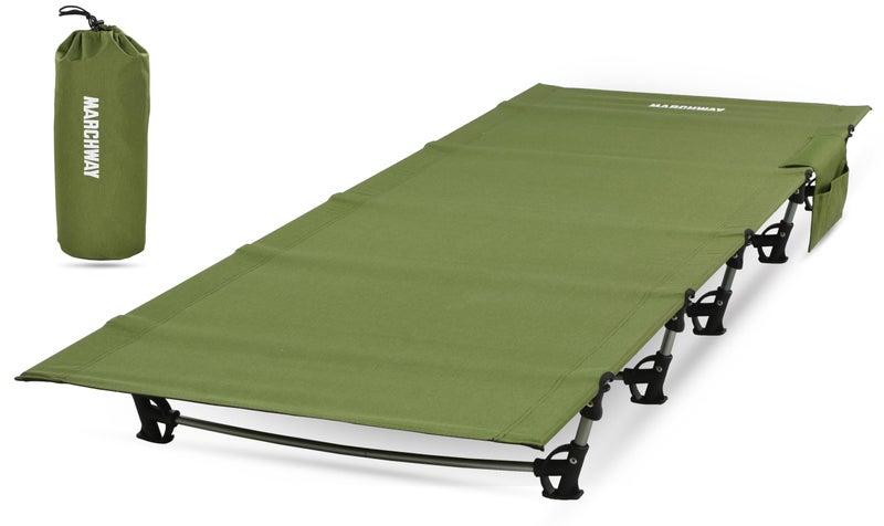 MARCHWAY Ultralight Folding Tent Camping Cot Bed, Portable Compact for Outdoor Travel, Base Camp, Hiking, Mountaineering, Lightweight Backpacking (Army Green) - Image 1