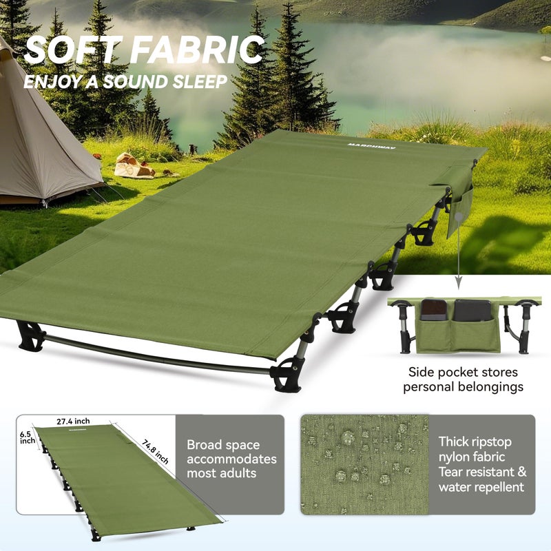 MARCHWAY Ultralight Folding Tent Camping Cot Bed, Portable Compact for Outdoor Travel, Base Camp, Hiking, Mountaineering, Lightweight Backpacking (Army Green) - Image 3