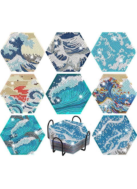 DIY Diamond Painting Coaster with Acrylic Cartoon Tea Cup, Heat Insulation Mat for Desk Protection