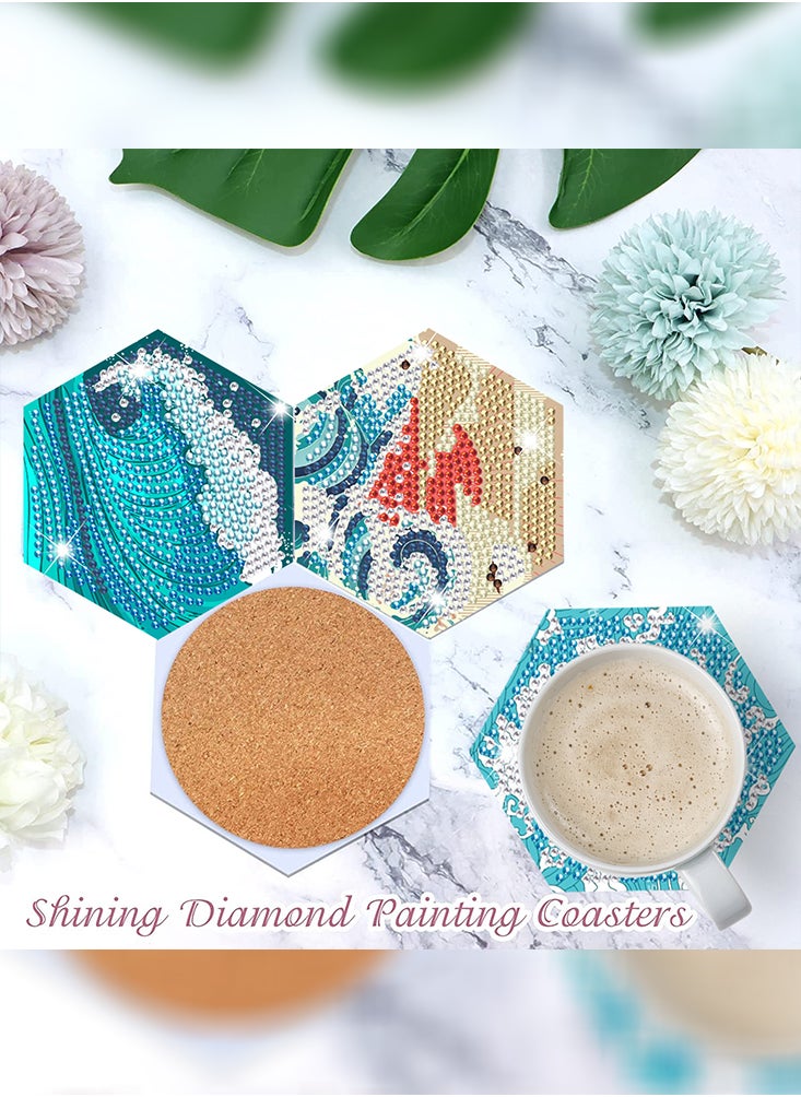 DIY Diamond Painting Coaster with Acrylic Cartoon Tea Cup, Heat Insulation Mat for Desk Protection
