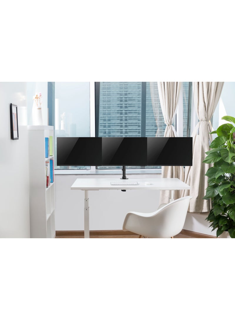 Skill Tech Skilltech SH070 C036 Triple-Monitor Desk Mount for 13"-27" Screens | Economy VESA Arm | Full Motion Tilt/Swivel +45°/-45° | Clamp/Grommet Install - Image 2