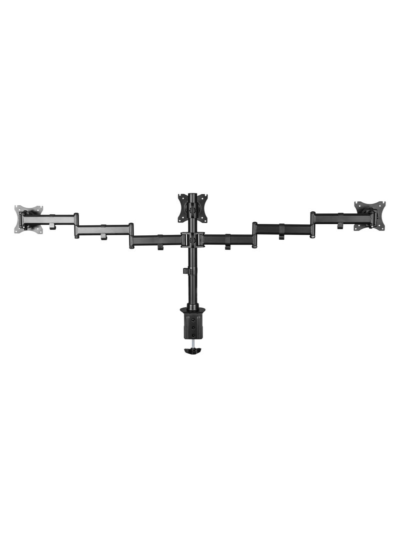 Skill Tech Skilltech SH070 C036 Triple-Monitor Desk Mount for 13"-27" Screens | Economy VESA Arm | Full Motion Tilt/Swivel +45°/-45° | Clamp/Grommet Install - Image 3