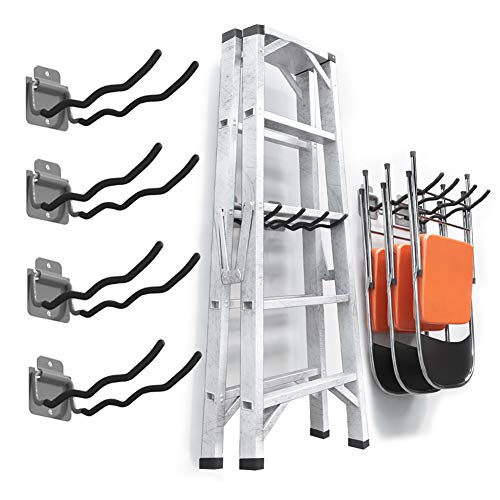 TORACK Garage Hooks Tool Organizer, 4 Pack Heavy Duty Steel 12" Wave Hooks, Wall Mount Garage Storage Utility Hook for Car Tires, Ladder, Chairs, Power Tools, Garden Tools - Image 1