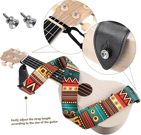 IMAGINEA Bohemian Style Adjustable Guitar Strap with Leather Ends + 5 Guitar Picks, Comfortable Cotton Strap for Acoustic, Electric & Bass Guitar - Image 5