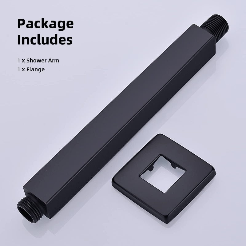 Rain Shower Arm 8-Inch Ceiling Extension Matte Black - Solid Stainless Steel Build Overhead Rain Shower Setup for Standard US Plumbing Fit - Image 3