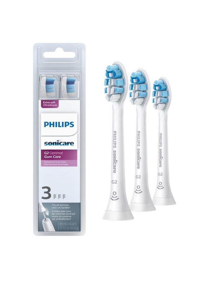 PHILIPS SONICARE - Genuine G2 Optimal Gum Care Replacement Toothbrush Heads 3 Brush Heads White Hx9033 65 - Image 1