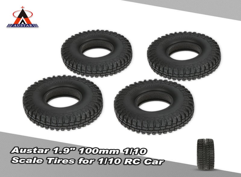 AUSTAR 4Pcs 1.9" 100mm 1/10 Scale Tires for 1/10 RC4WD D90 Axial SCX10 RC Rock Crawler - Image 3