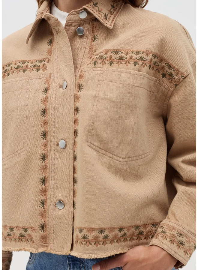 Ovs Shacket with floral embroidery