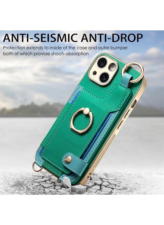 erorex Case For iPhone 15 Plus Fashion Ring Card Bag Phone Case with Hang Loop  - Image 4