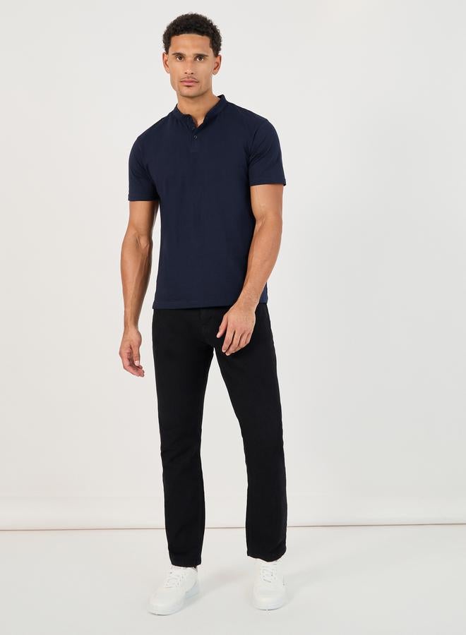 Styli Pure Cotton Compact Jersey Mandarin Polo  - Image 2