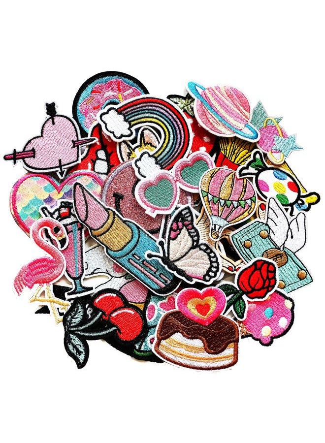 MISDONR 30pcs Girls Iron on Patches for Clothing Jackets DIY Sew Embroidered Applique Decorative Repair Patches - Image 1