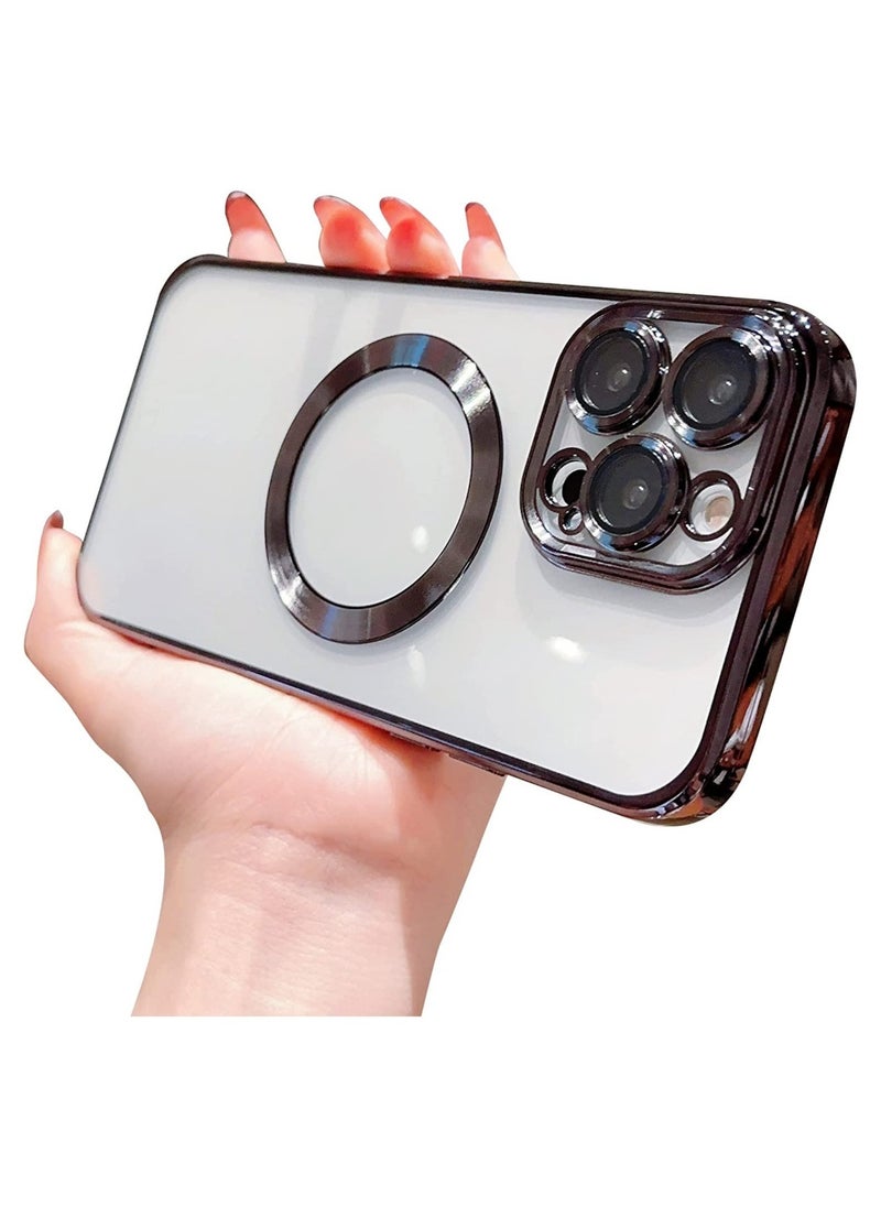 Raxoom Compatible with iPhone 14 Pro Max Case Magnetic with Full Camera Lens Protective,Electroplated Silicone Clear Shockproof Protective Case Cover 6.7 Inch - Image 1