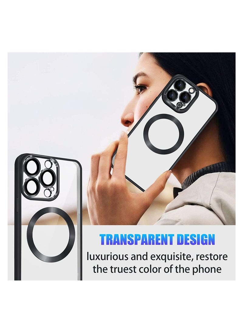 Raxoom Compatible with iPhone 14 Pro Max Case Magnetic with Full Camera Lens Protective,Electroplated Silicone Clear Shockproof Protective Case Cover 6.7 Inch - Image 5
