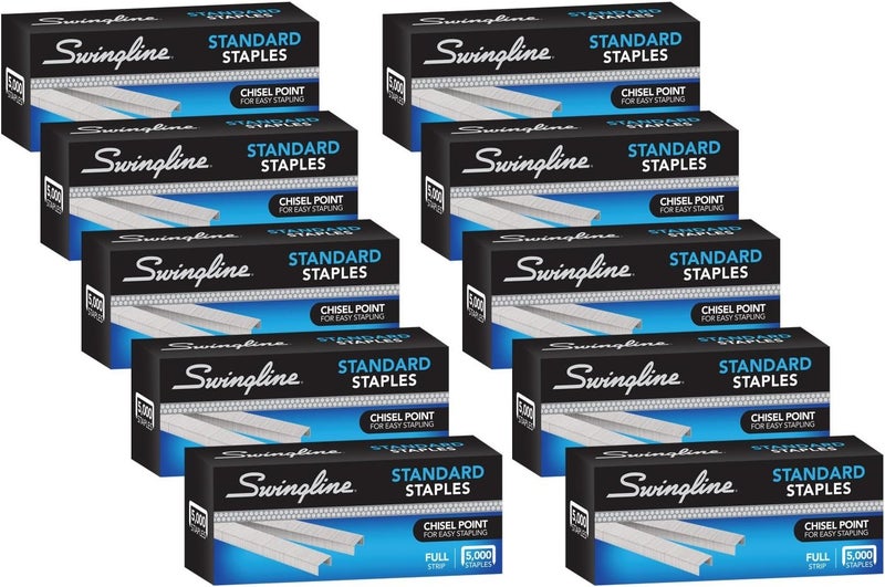 Swingline Staples, Standard, .64 cm Length, 210/Strip, 5000/Box, 10 Pack (35111) Adjustable build - Image 1