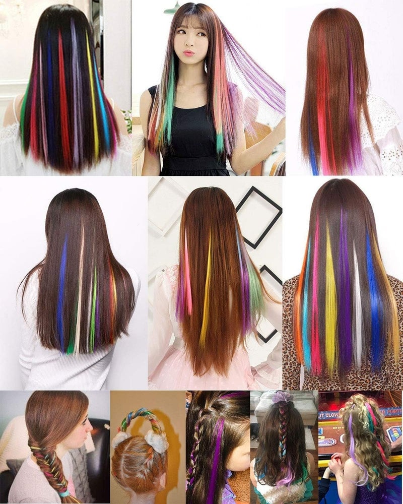 BAOER Rainbow Hair Extensions Colored Hair Extensions Clip InOn For Girls Hair Accessories Wig Pieces For women 9PCS - Image 2