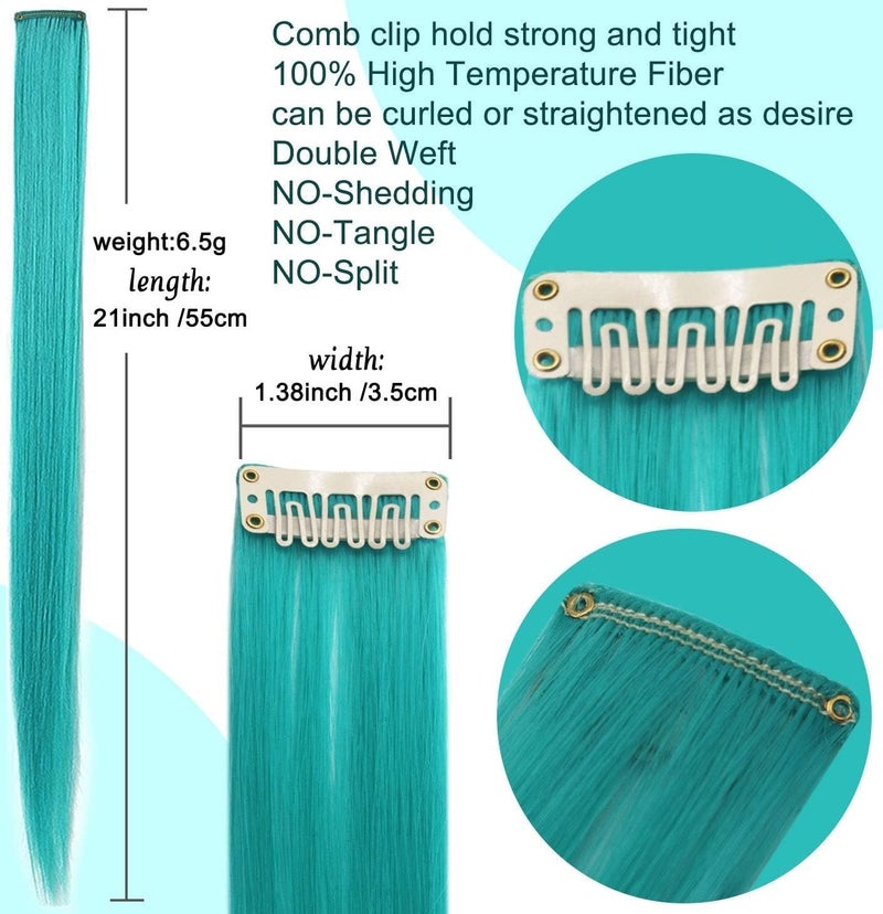 BAOER Rainbow Hair Extensions Colored Hair Extensions Clip InOn For Girls Hair Accessories Wig Pieces For women 9PCS - Image 5