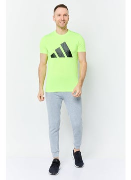 Adidas Men Sportswear Fit Short Sleeves Running T-Shirt, Lime Green  - Image 3