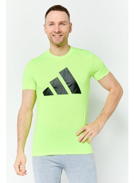 Adidas Men Sportswear Fit Short Sleeves Running T-Shirt, Lime Green  - Image 1