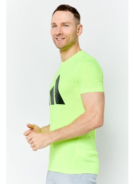 Adidas Men Sportswear Fit Short Sleeves Running T-Shirt, Lime Green  - Image 4