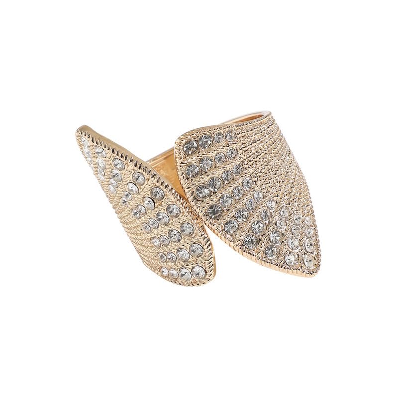 SOHI Women's Crystal Fan Bracelet - Gold Colour For Casual Wear | Alloy Meterial | Adjustable Closure | Artificial Stone Bracelet | Bracelet For Woman & Girls - Image 1
