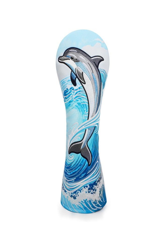 brdejc Golf Club Cover Dolphin Embroidery Driver Covers Fariway Wood Headcover Hybrid Covers Leather Golf Headcover for Men Women Gift(for Fariway Wood) - Image 1