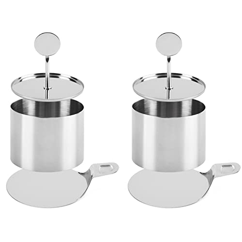 lasenersm 2 Sets Stainless Steel Round Cake Ring Mold with Pusher and Transfer Plate Seamless Mousse Ring Mold Dessert Mousse Molds Mousse Ring Cake Mold Round Biscuit Cutter for Baking Pastry 3 Inch - Image 1