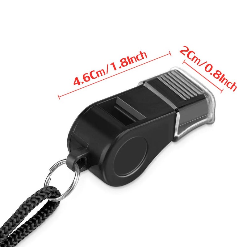 Hipat Whistle, 2 Packs Sports Whistles with Lanyard & Mouth Grip, Loud Crisp Sound, Black Plastic Whistles Ideal for Coaches, Referees, and Officials - Image 4