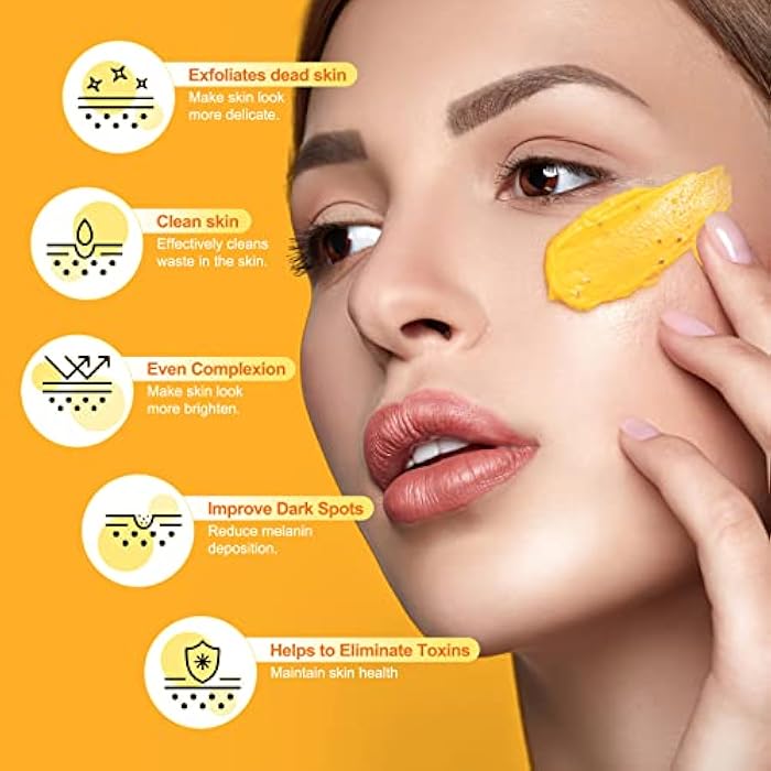 POP MODERN.C Vitamin C and Turmeric Face Scrub Cream Organics Microdermabrasion Facial Scrub Exfoliating Clears Blackheads Improve Dark Spot Acne with Strawberry Extract Exfoliator 130g/4.5oz - Image 3