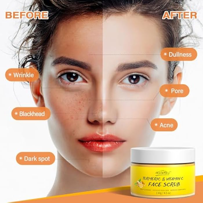 POP MODERN.C Vitamin C and Turmeric Face Scrub Cream Organics Microdermabrasion Facial Scrub Exfoliating Clears Blackheads Improve Dark Spot Acne with Strawberry Extract Exfoliator 130g/4.5oz - Image 4